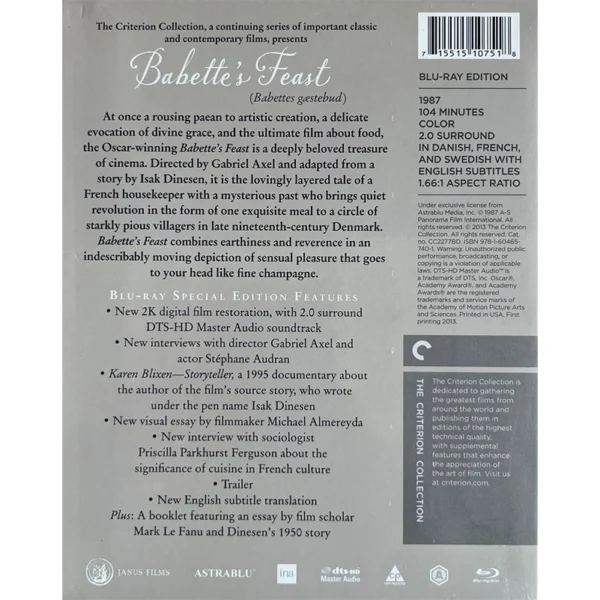Babette's Feast Critewrion Copllection Blu-ray UK Out of print digipak