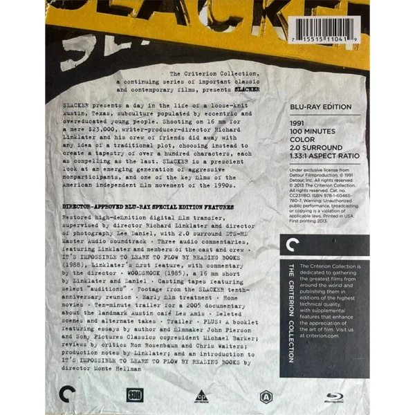 Slacker Criterion Collection blu-ray out of print digipak UK