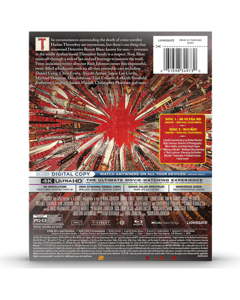 Knives Out Steelbook 4K UHD blu-ray